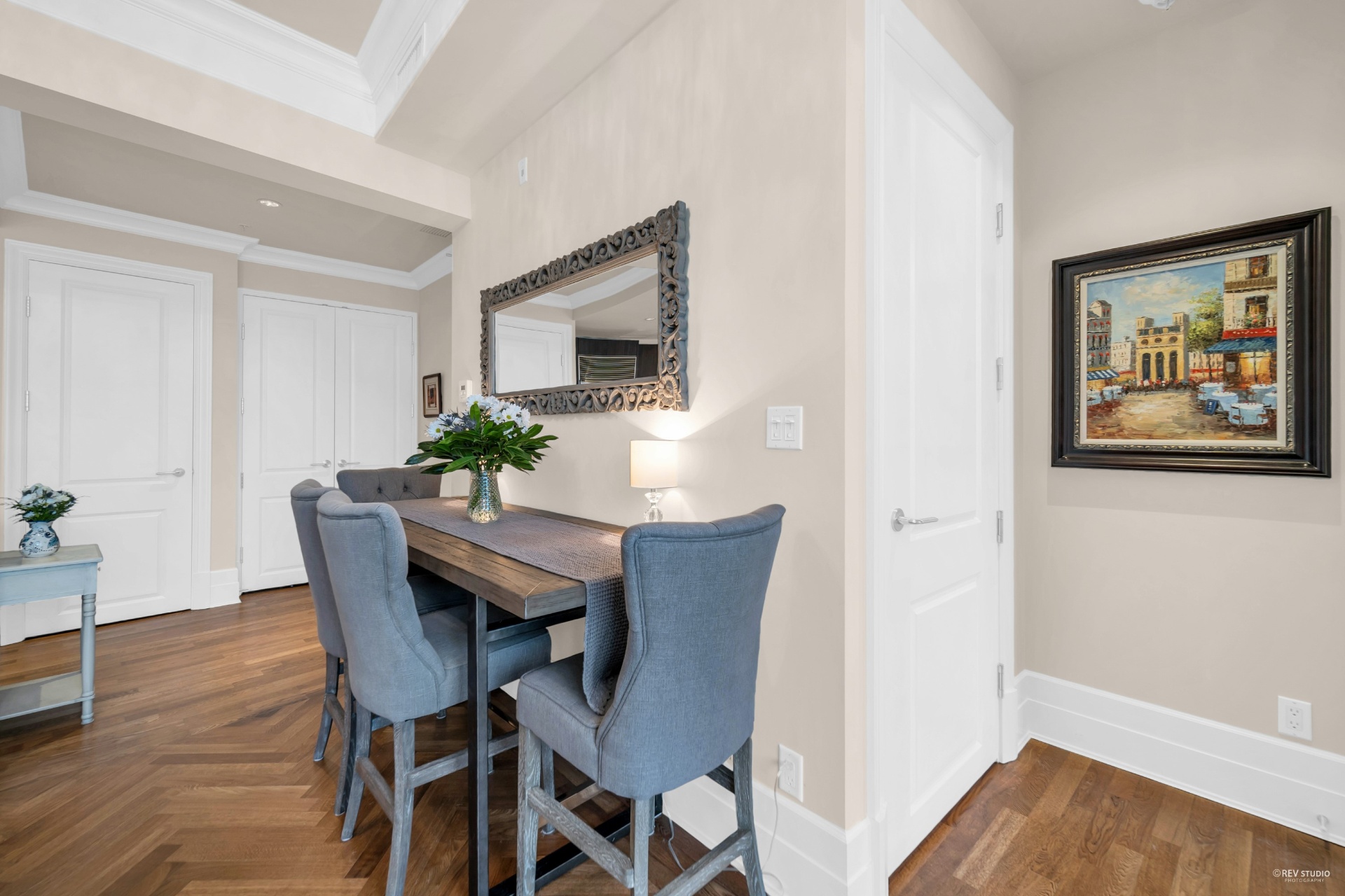 Dining area with mountain outlook